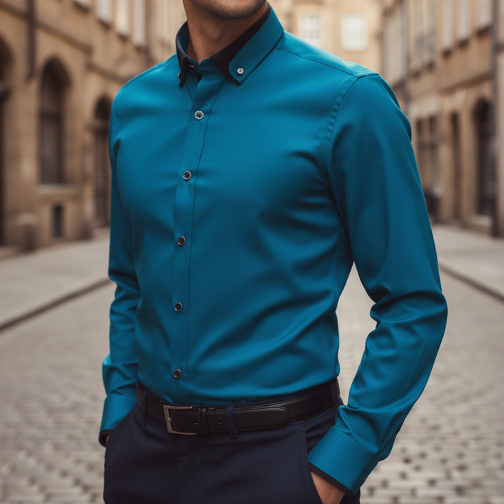 Herren Slim Fit Hemd Langarm Elegant