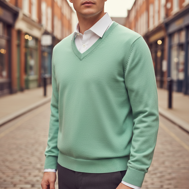 Maglione Uomo Collo a V Tessuto Morbido