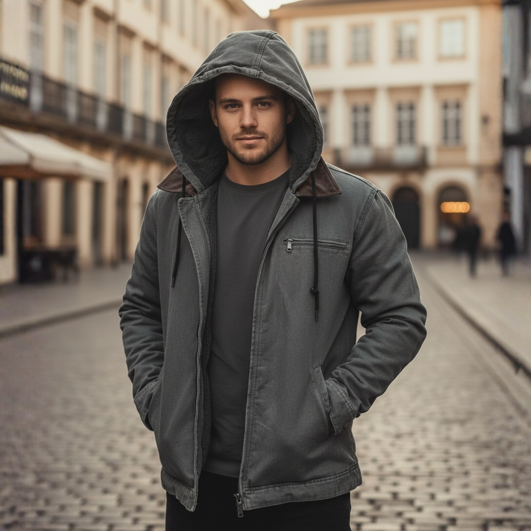 Giacca Uomo Invernale Con Pelliccia Interna Tessuto Resistente