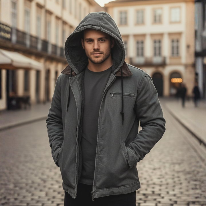 Giacca Uomo Invernale Con Pelliccia Interna Tessuto Resistente