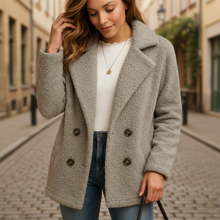 Giacca Teddy Donna Invernale in Tessuto Misto Lana