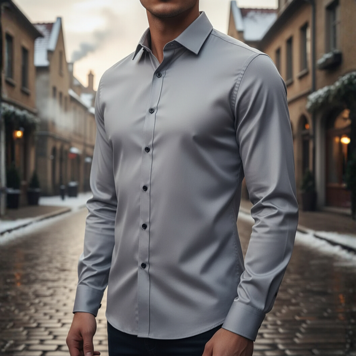 Herren Slim Fit Hemd mit langen Ärmeln