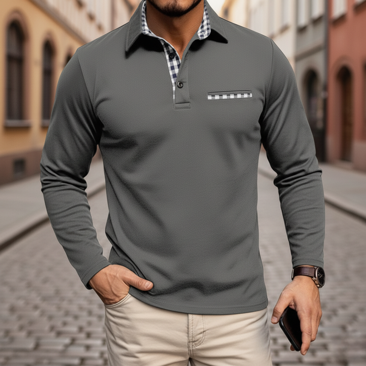 Maglione Uomo Collo Polo Lungo Maniche Tessuto Morbido