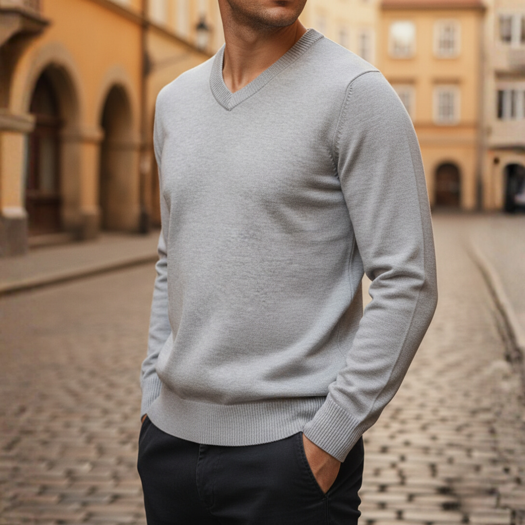 Maglione Uomo Smanicato Scollo V in Poliestere