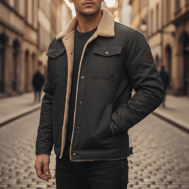 Giacca Uomo con Cappuccio e Tasche Laterali