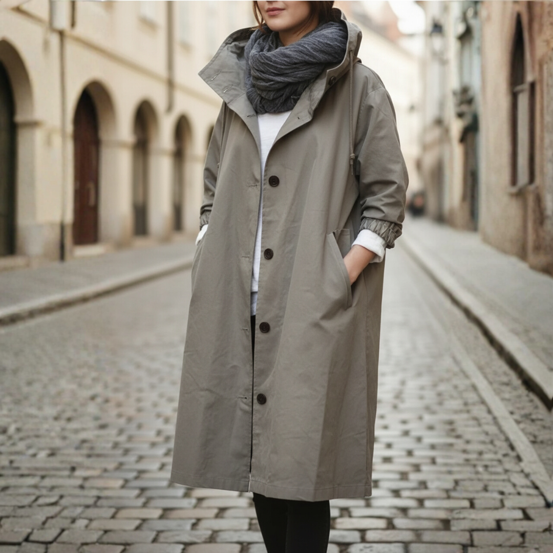 Cappotto impermeabile da donna con cappuccio