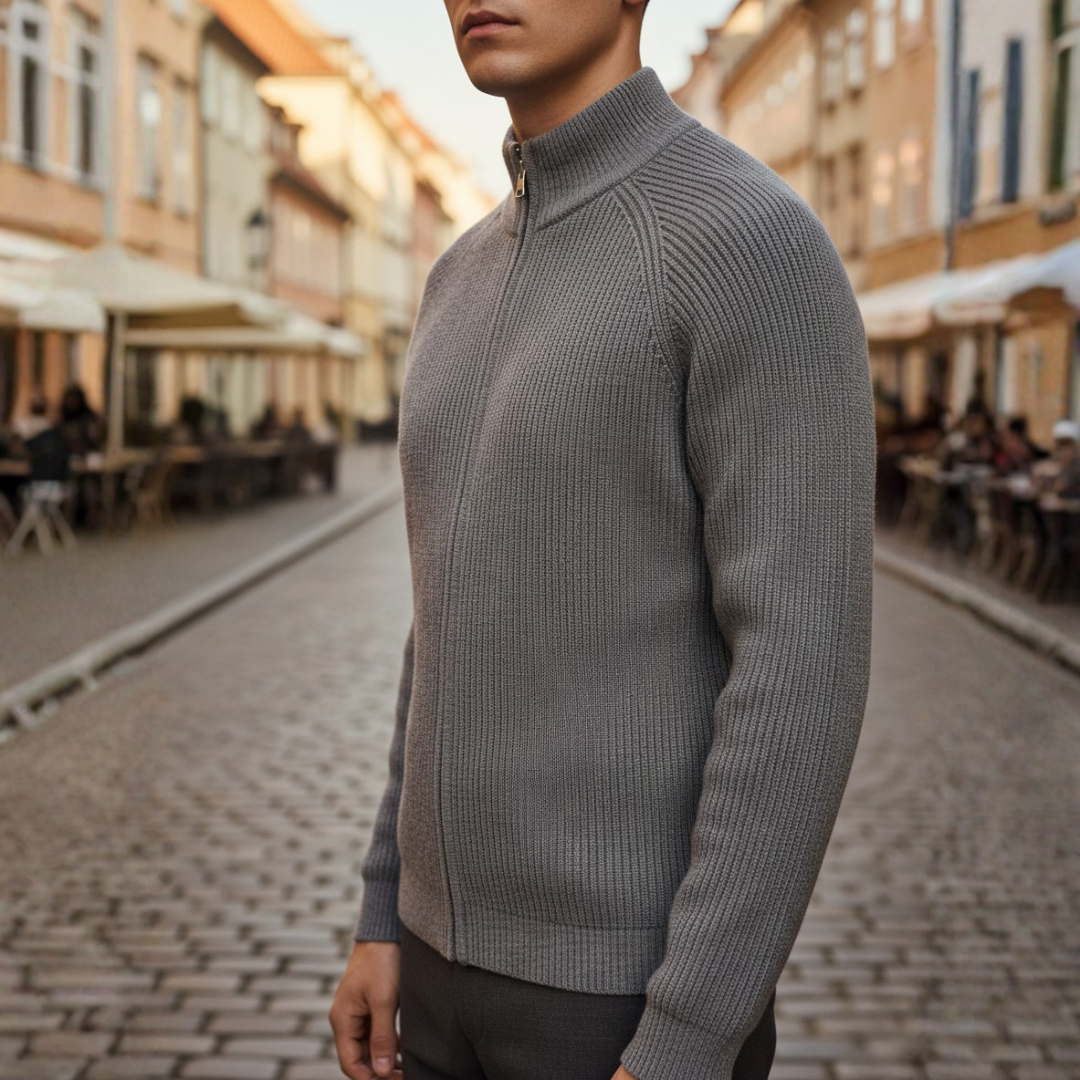 Men's Cardigan in Soft Yarn with Full Zip