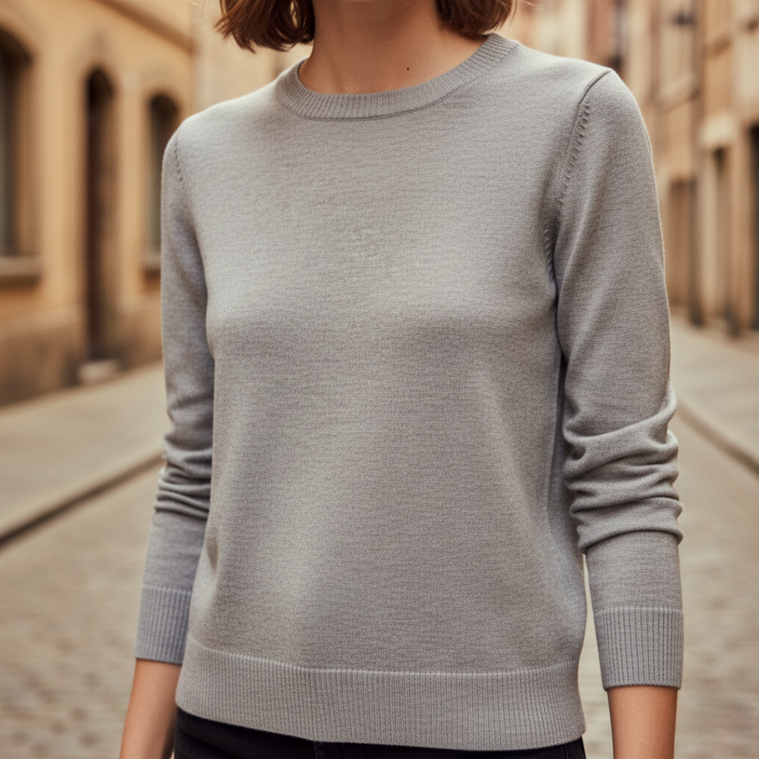 Maglione da donna girocollo basic a maniche lunghe in fine maglia