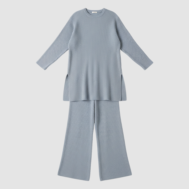 Set donna maglione e pantaloni a coste