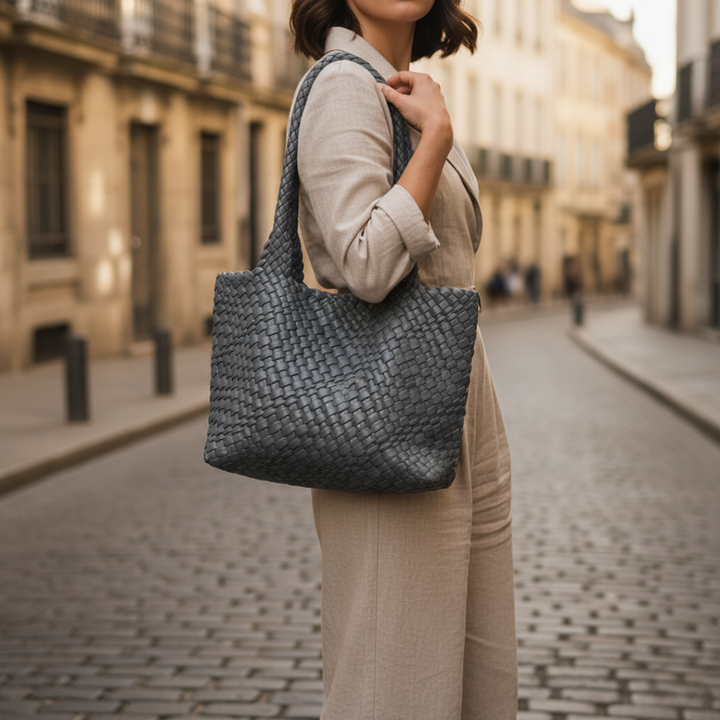 Women's Woven Leather Tote Bag