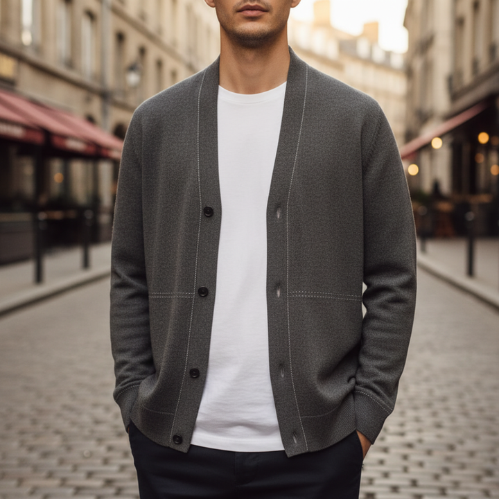 Cardigan uomo in materiale misto con bottoni maniche lunghe