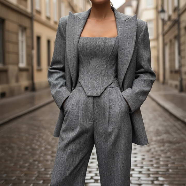 Tailleur Donna 3 Pezzi in Tessuto Strutturato