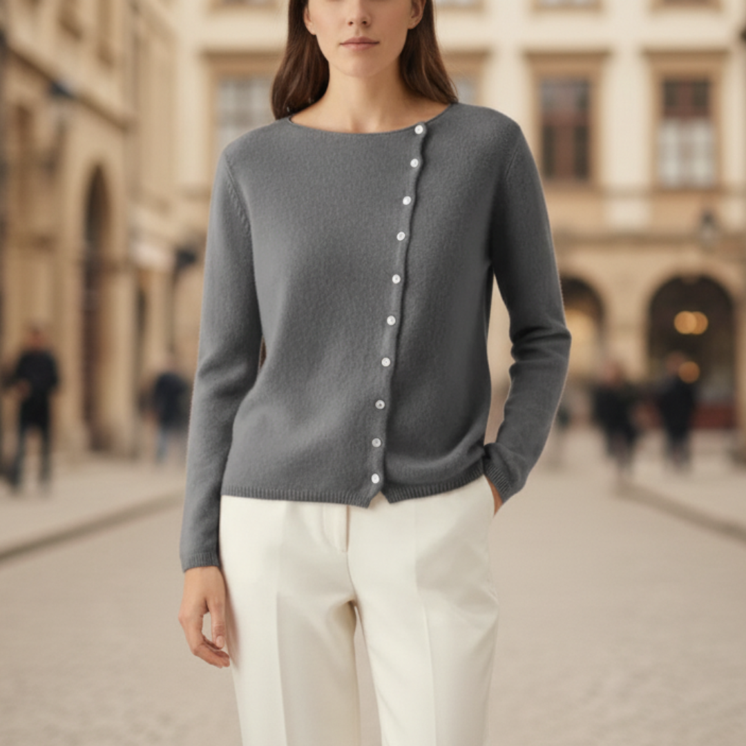 Maglione Donna Cashmere Collo Tondo Bottoni