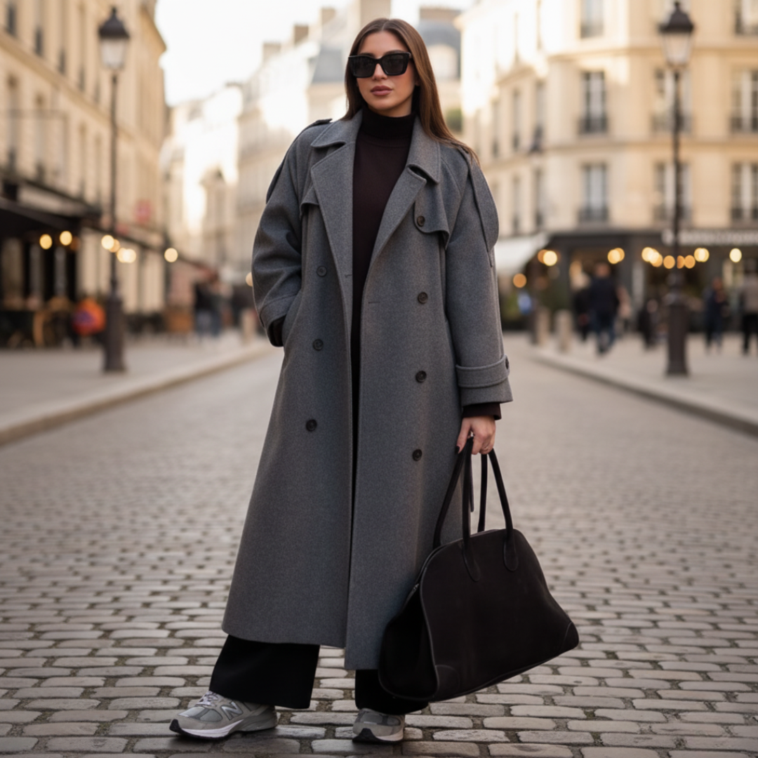 Trench Donna Invernale Lungo in Tessuto