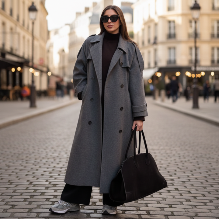 Trench Donna Invernale Lungo in Tessuto