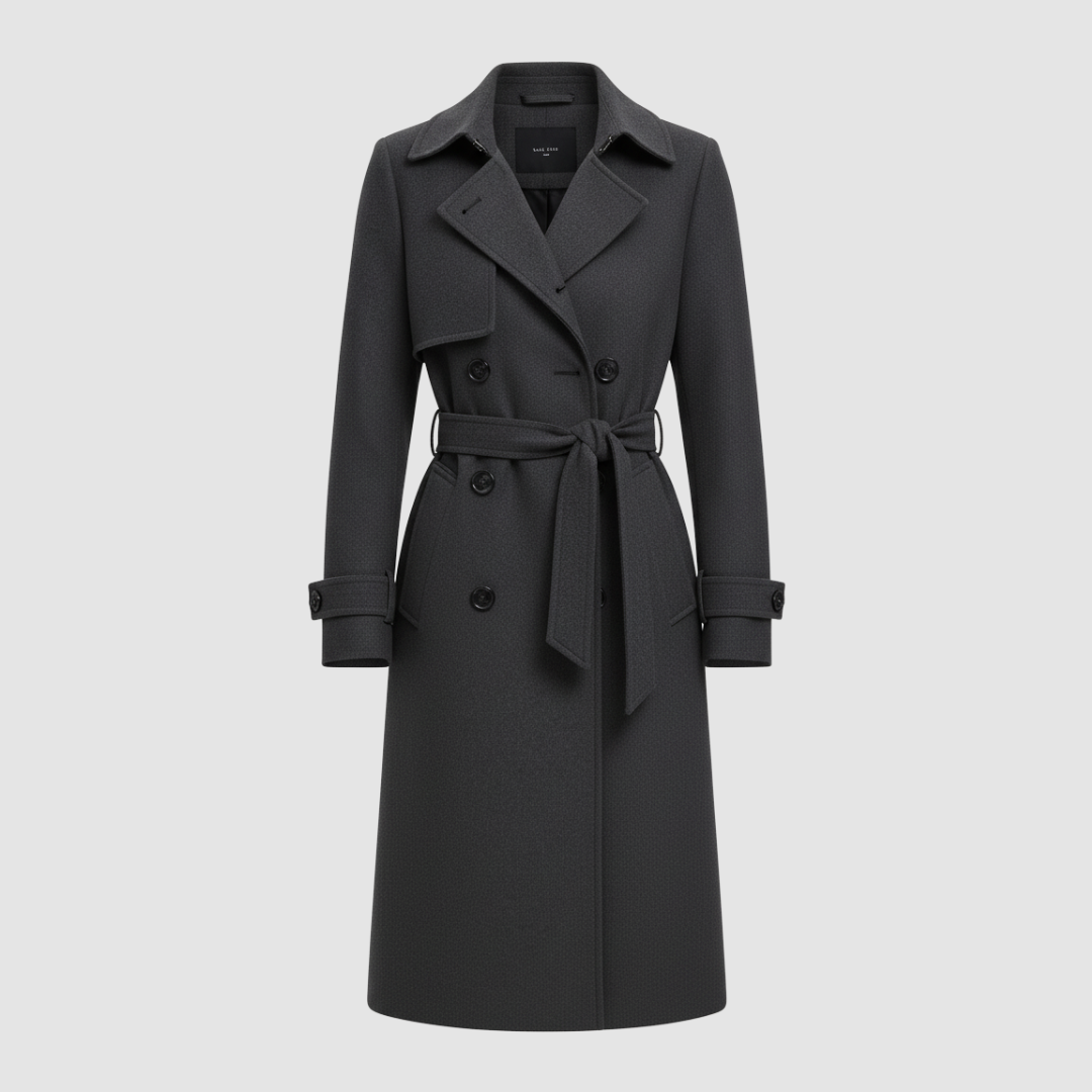Cappotto da donna lungo in lana stile trench