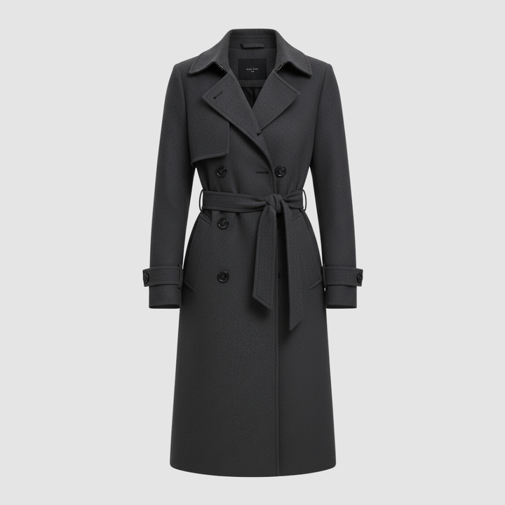 Cappotto da donna lungo in lana stile trench