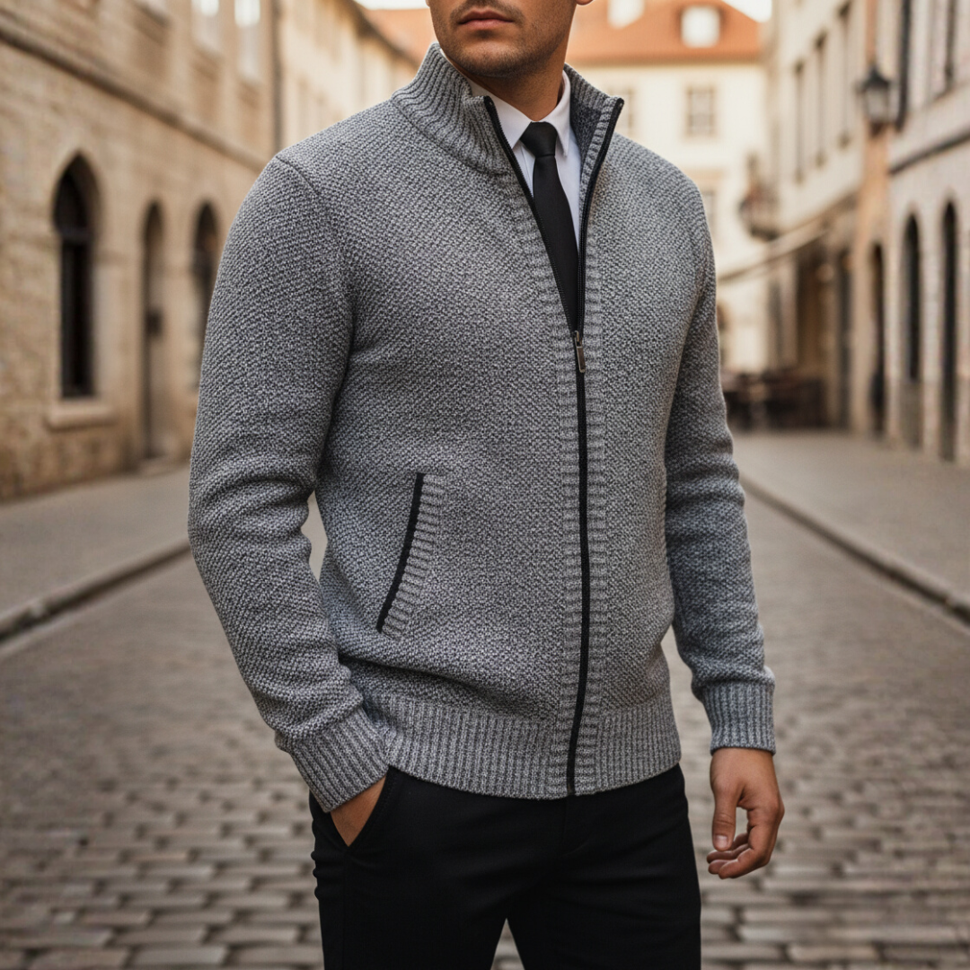 Maglione Uomo con Zip in Materiale Morbido