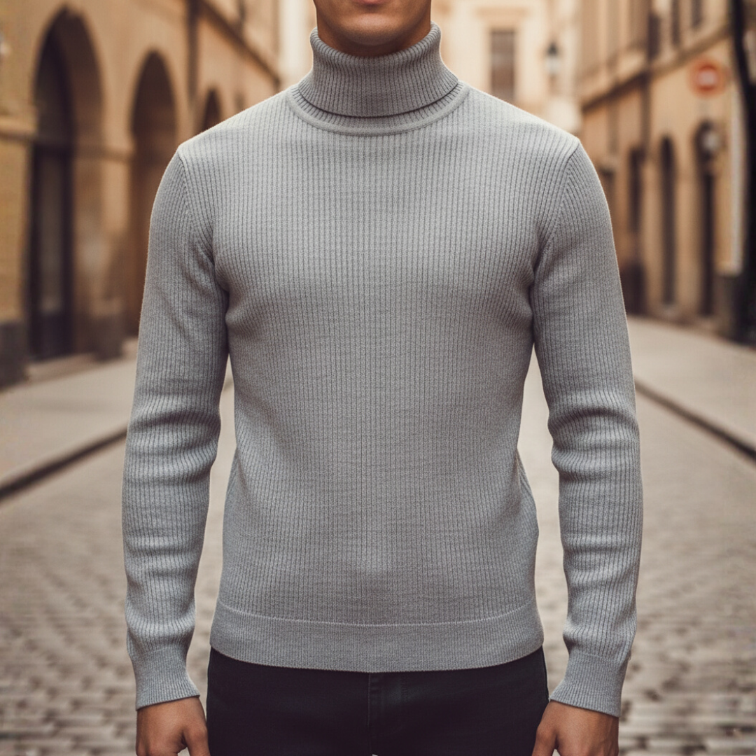 Maglione uomo con collo alto in materiale misto maniche lunghe
