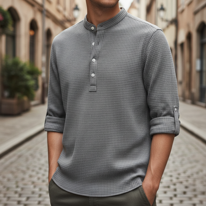 Maglia Henley Uomo in Nido d’Ape Beige