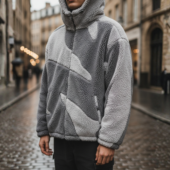 Giacca Uomo con Cappuccio e Design Camo