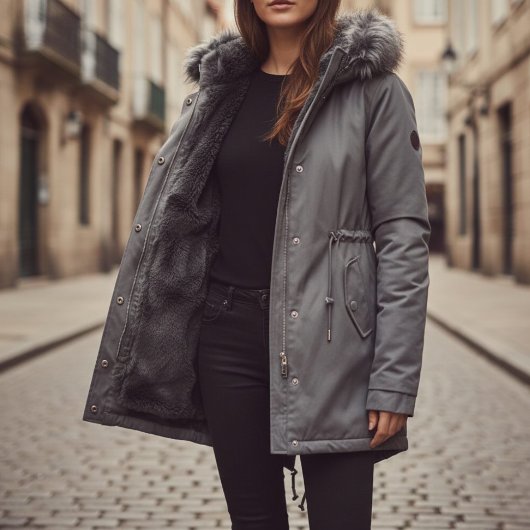 Parka Donna Invernale con Cappuccio e Pelliccia