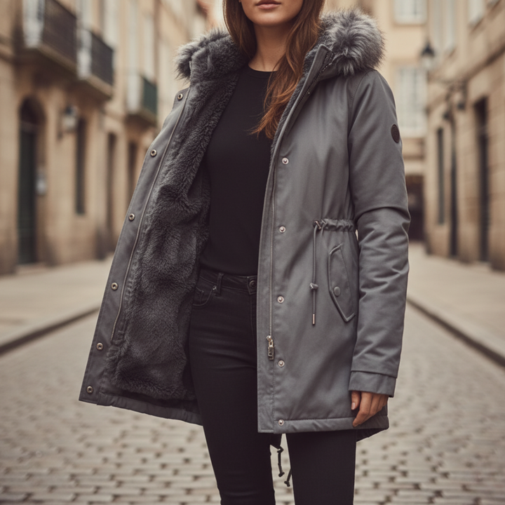 Parka Donna Invernale con Cappuccio e Pelliccia
