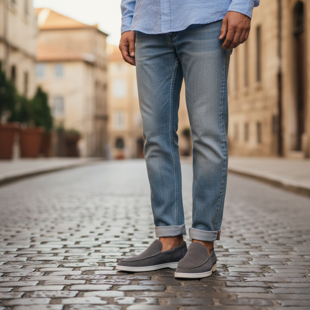 Mocassini Uomo Scamosciati Suola Gomma