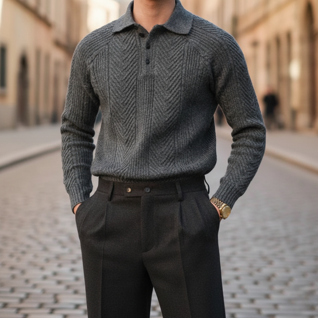 Maglione Uomo in con Collo a Polo