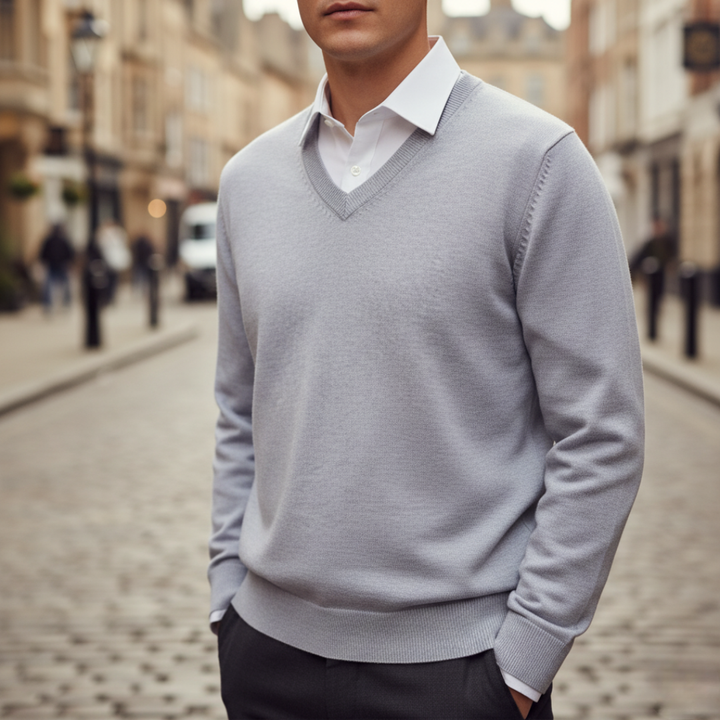 Maglione Uomo Collo a V Tessuto Morbido
