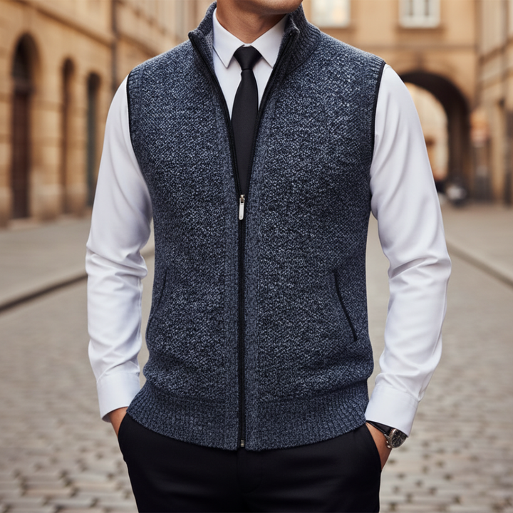 Gilet Uomo Maglione Zip Collo Alto