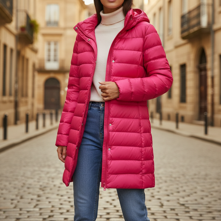 Piumino Lungo Donna Invernale con Cappuccio