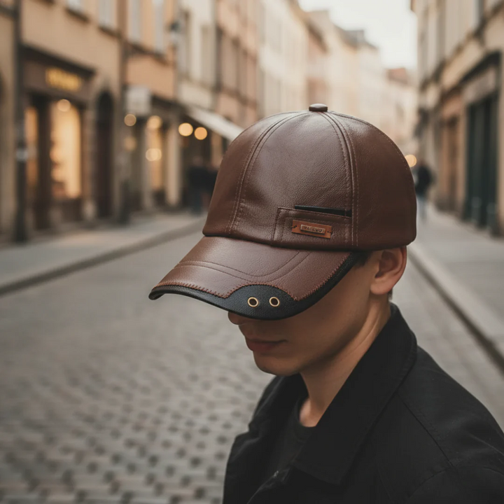 Unisex Adjustable Faux Leather Hat