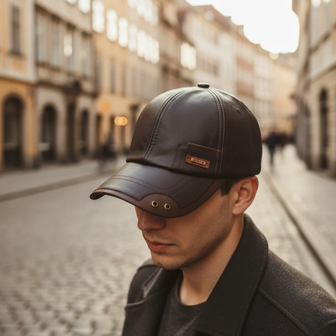 Unisex Adjustable Faux Leather Hat