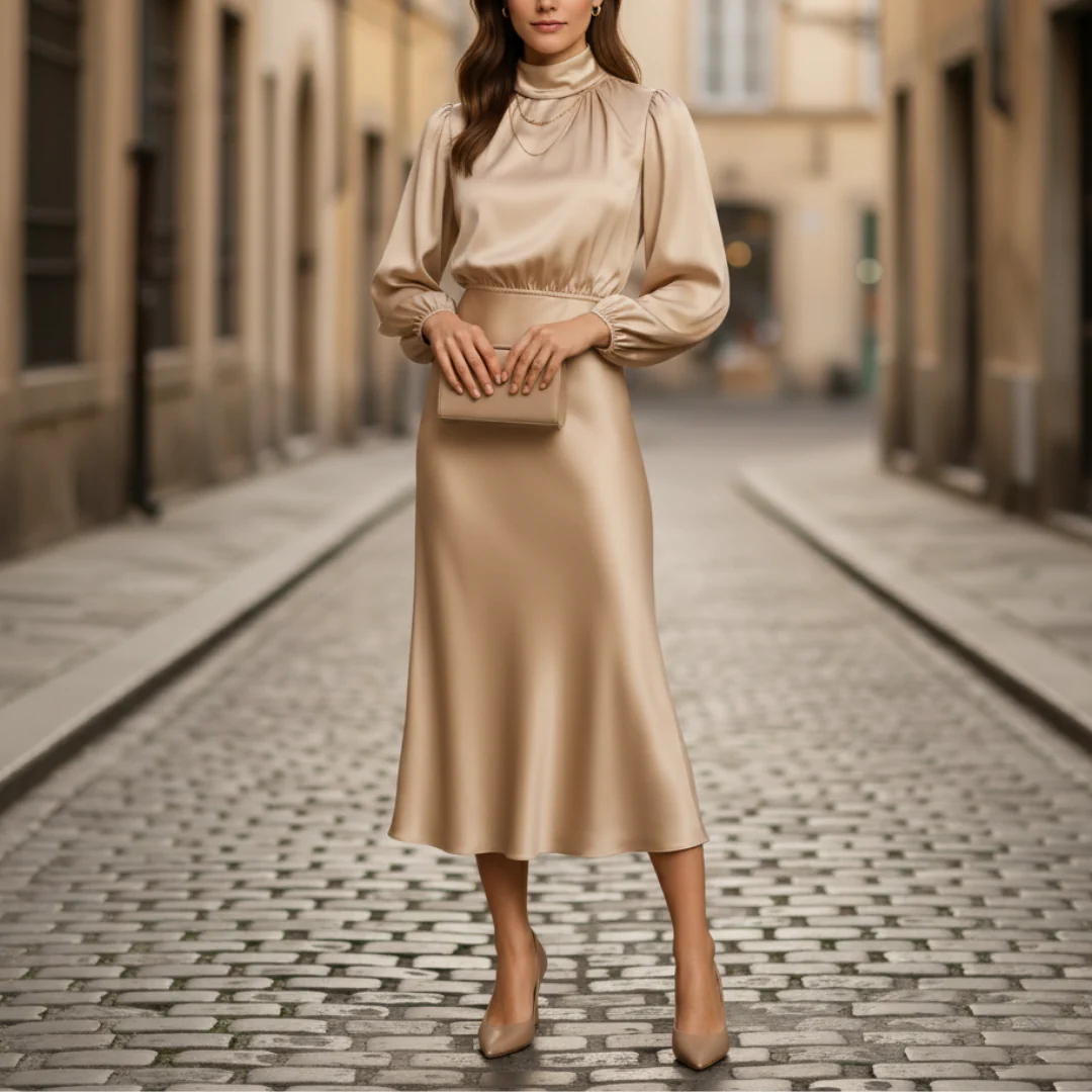 Abito Donna Midi Maniche Lunghe