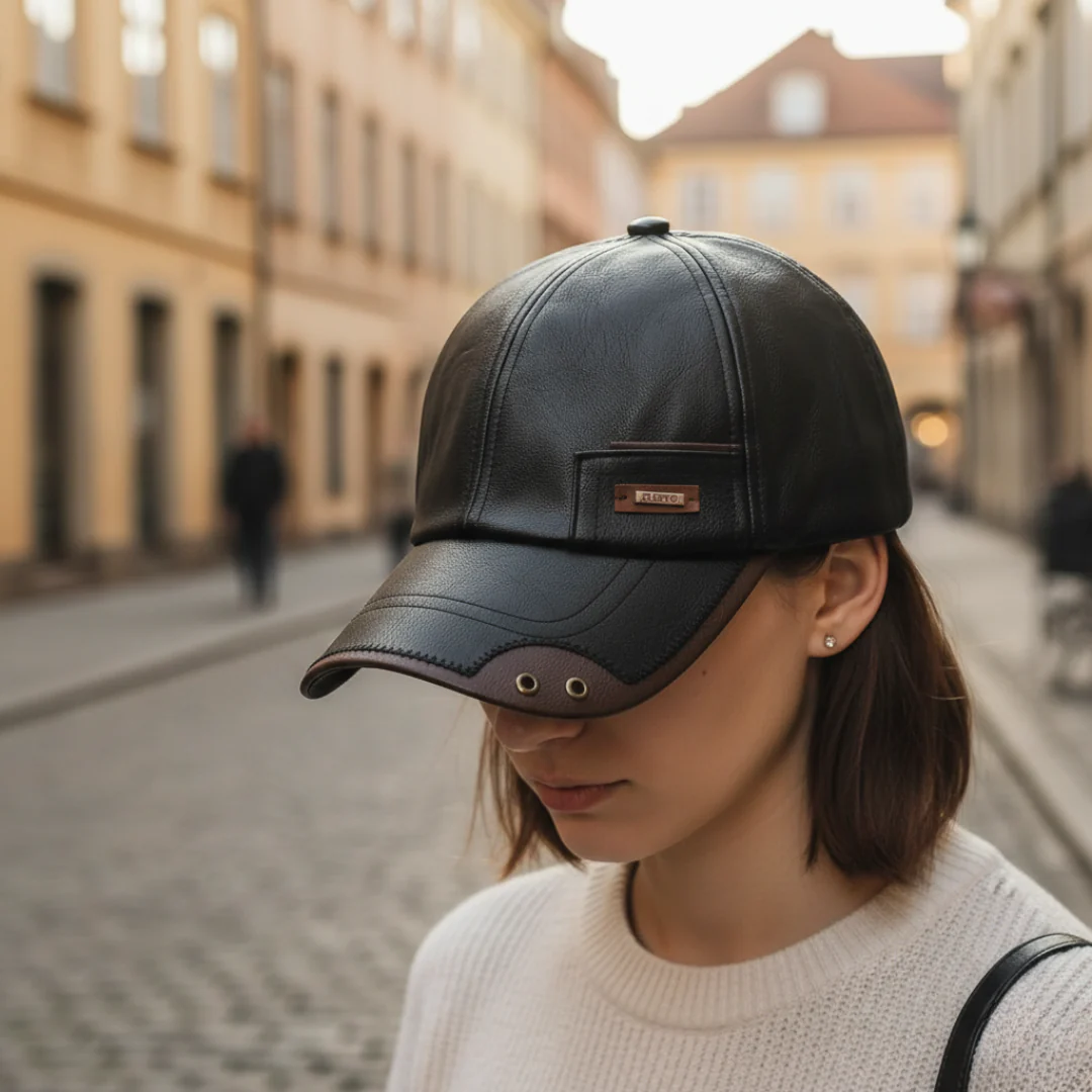 Unisex Adjustable Faux Leather Hat