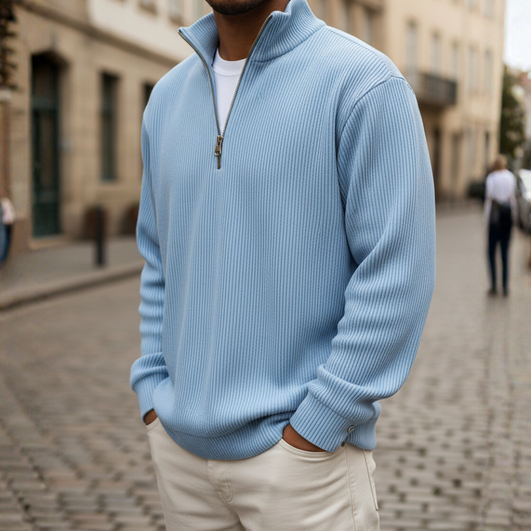 Maglione Uomo Collo Alto Zip in Maglia