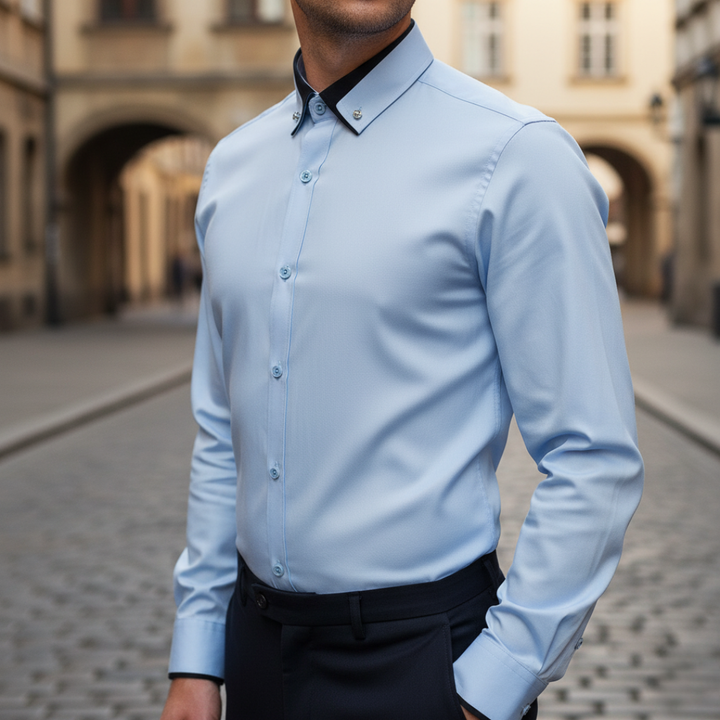 Herren Slim Fit Hemd Langarm Elegant