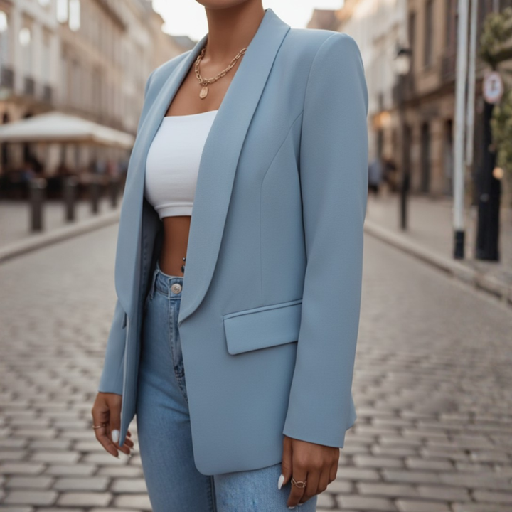 Women's Jacket in Stretch Fabric with Long Sleeves and Pockets