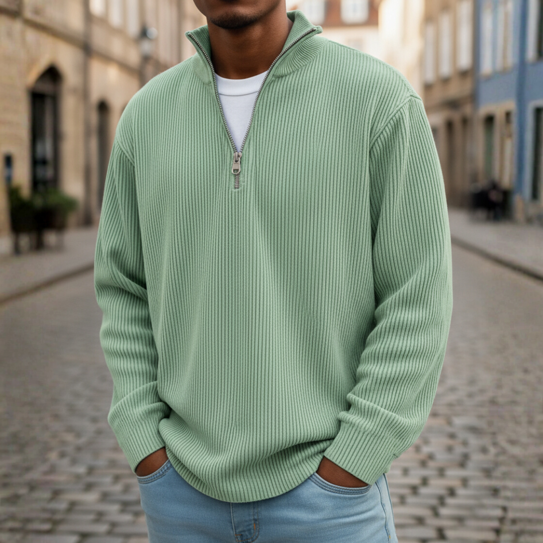 Maglione Uomo Collo Alto Zip in Maglia