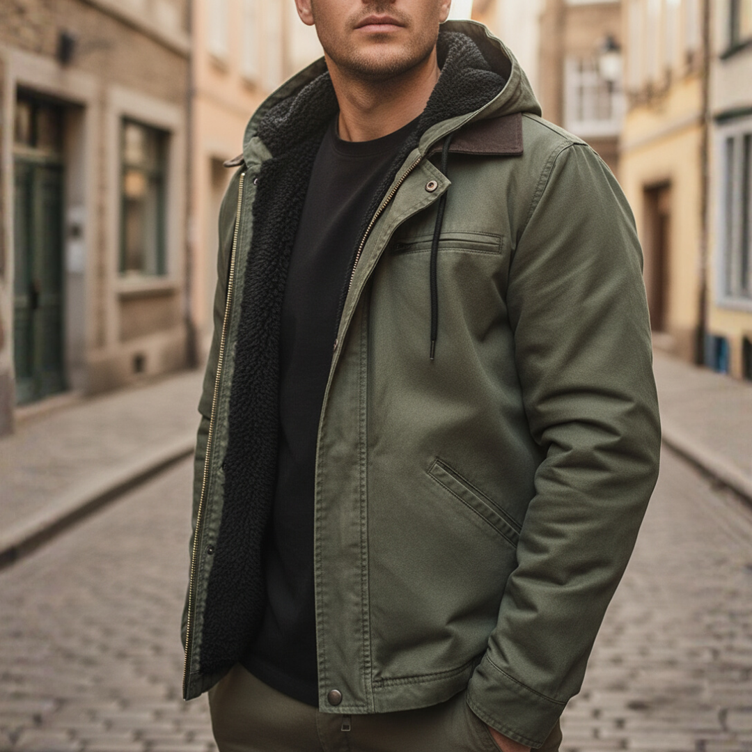 Giacca Uomo Invernale Con Pelliccia Interna Tessuto Resistente