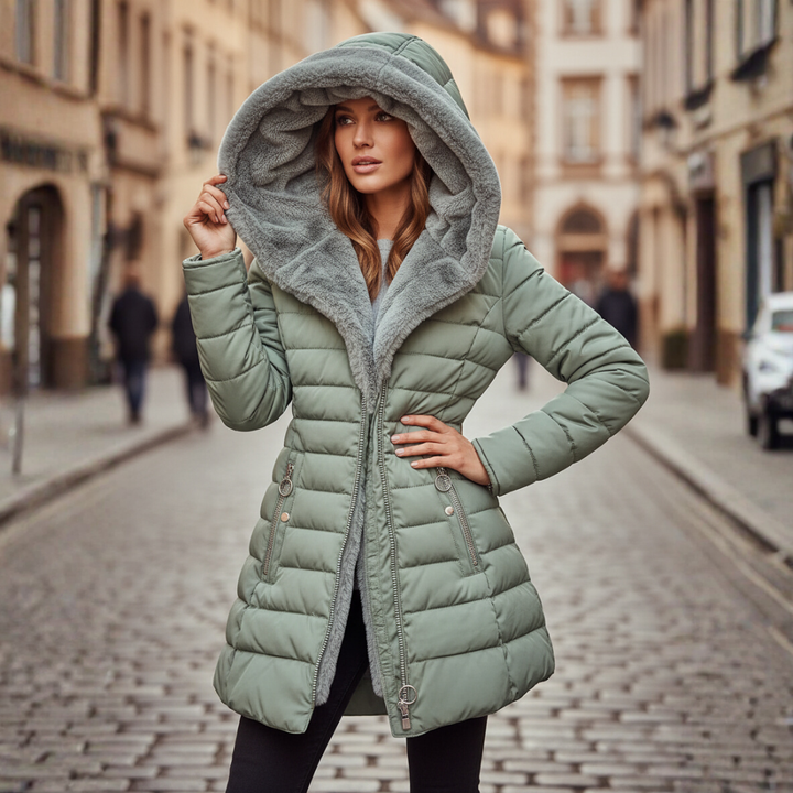 Giacca Piumino Donna Invernale Impermeabile Cappuccio Pelliccia Materiale