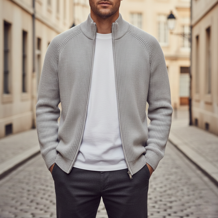 Men's Cardigan in Soft Yarn with Full Zip