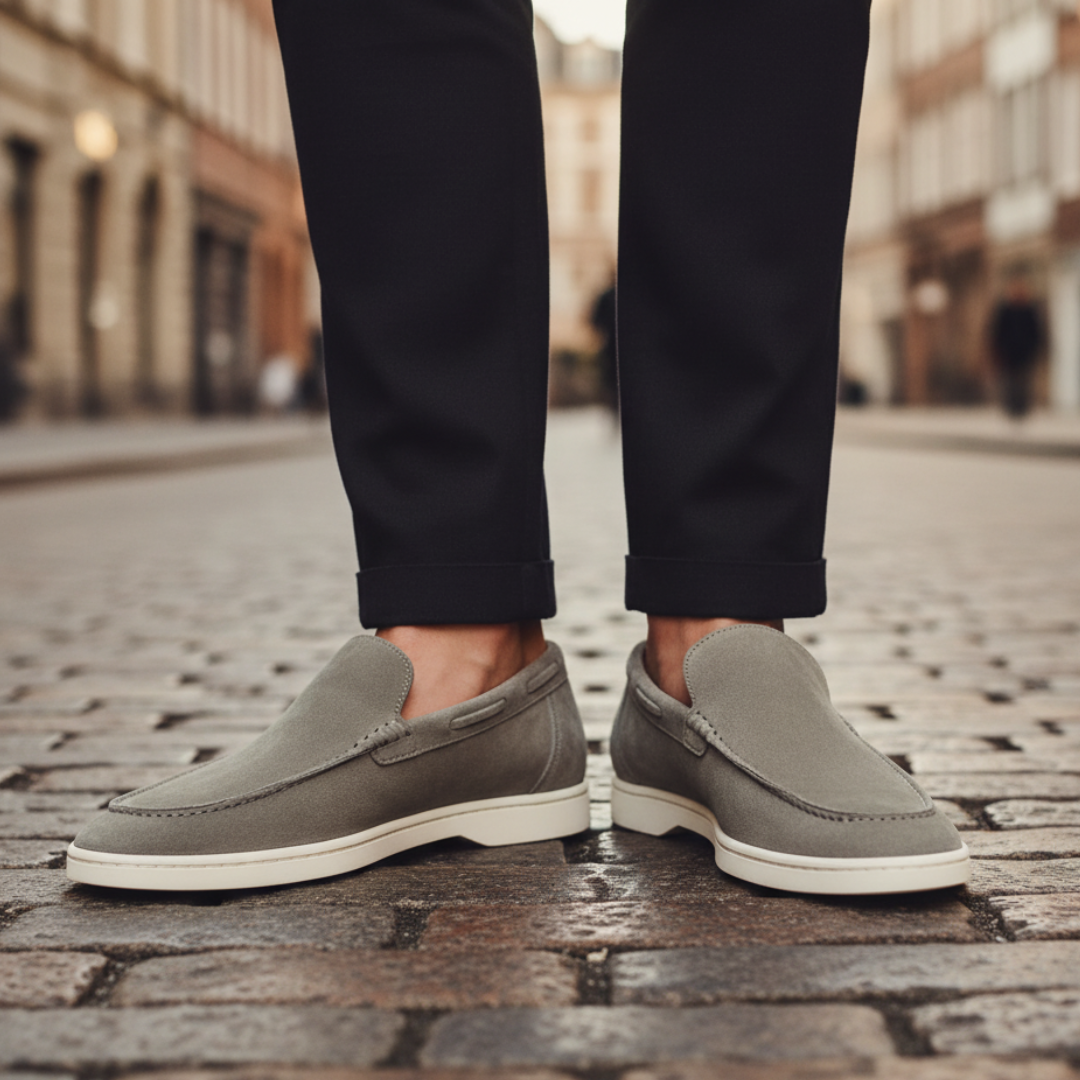 Mocassini Uomo Scamosciati Suola Gomma