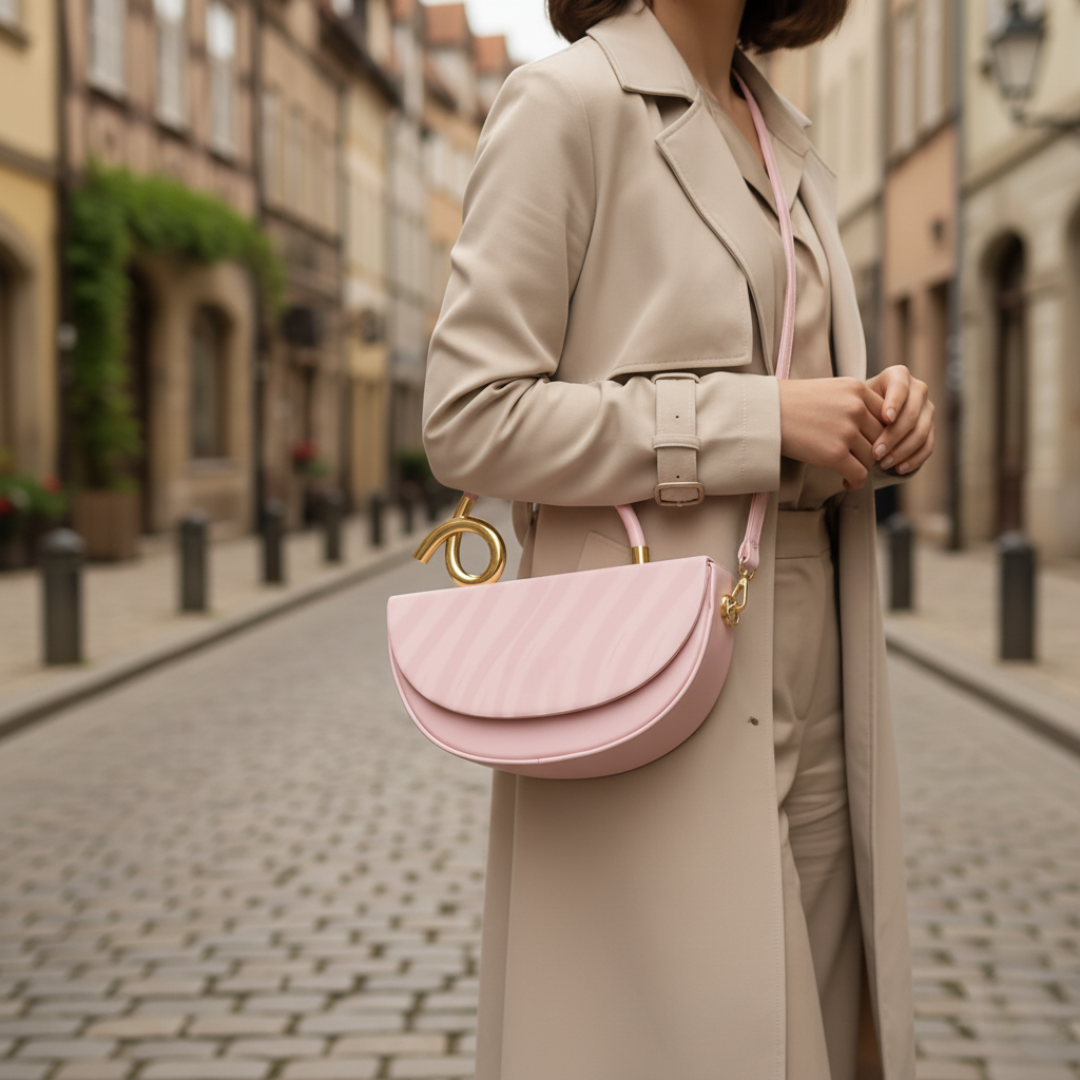 Women's Handbag with Gold Handle