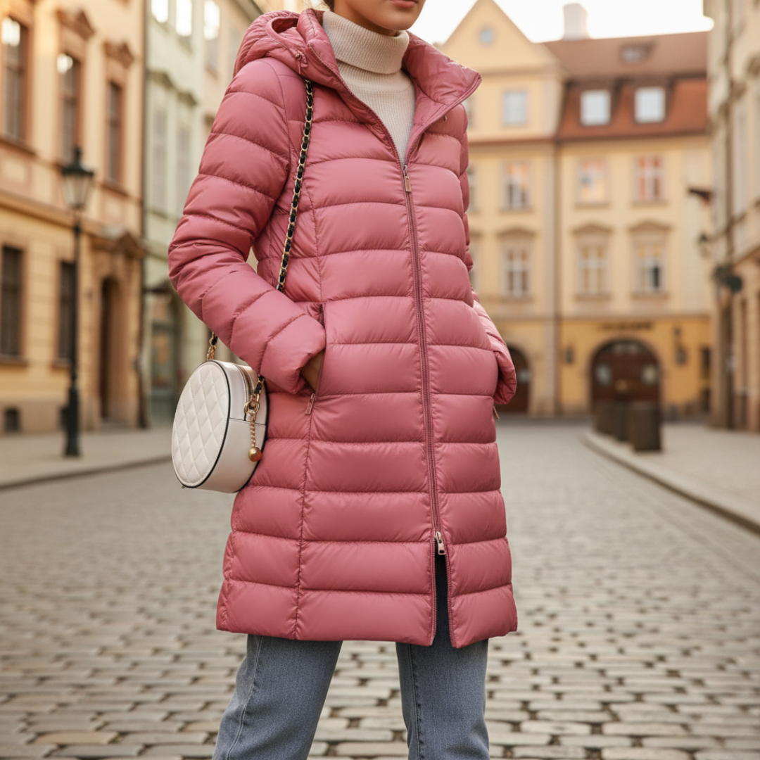 Piumino Lungo Donna Invernale con Cappuccio