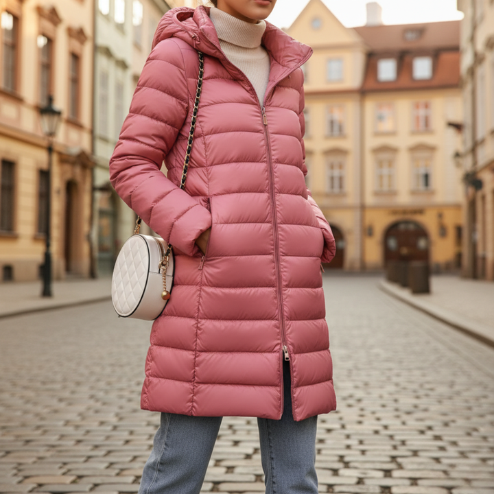 Piumino Lungo Donna Invernale con Cappuccio