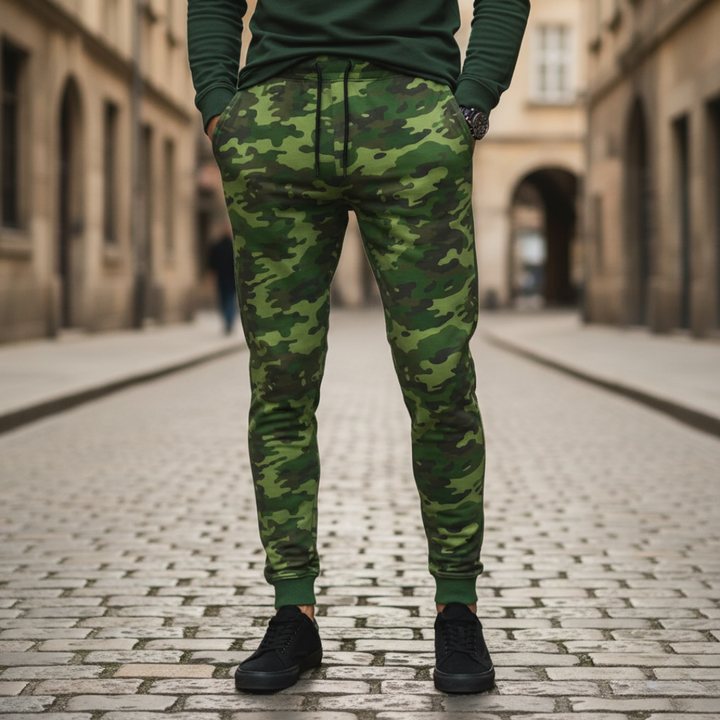 Pantaloni Uomo Camo Verde Sportivi