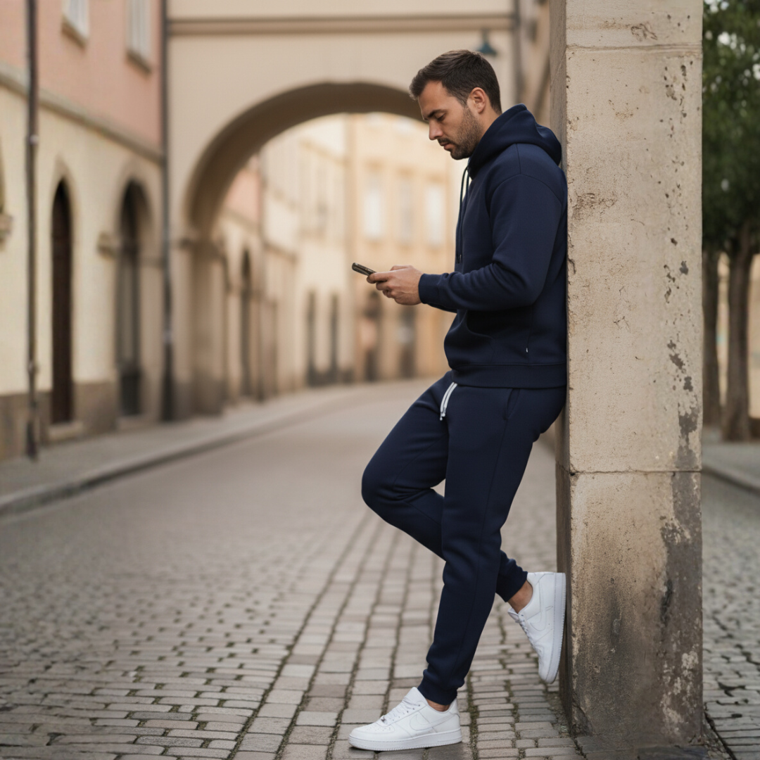Tuta Uomo Felpato Casual con Cappuccio