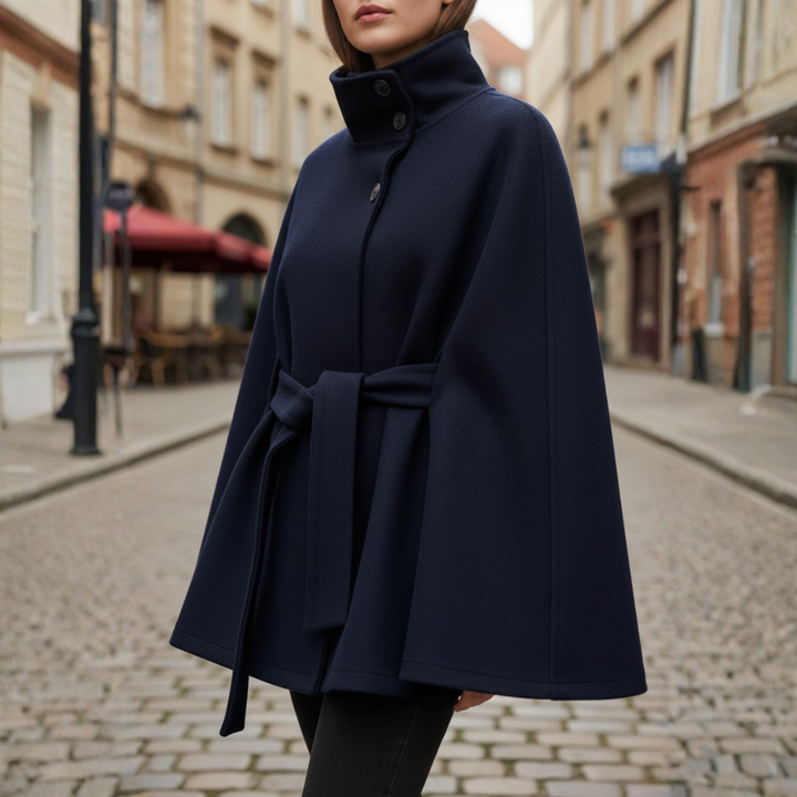 Cappotto Donna con Collo Alto e Cintura